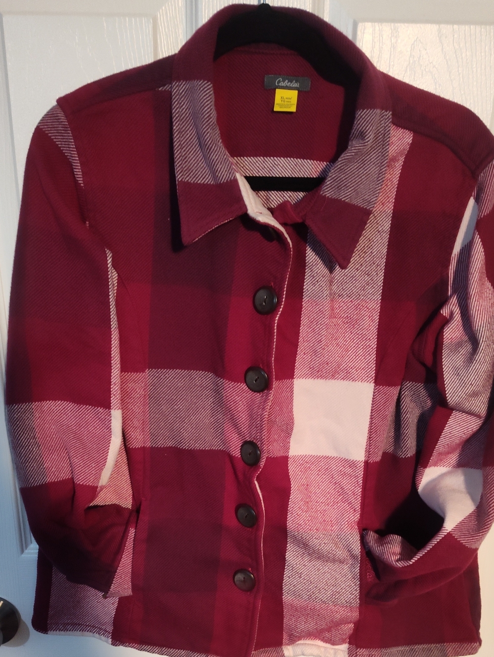 Cabela's Burgundy and White Plaid Women's Button Jacket